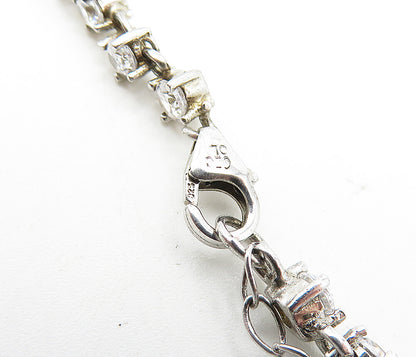 925 Sterling Silver  Vintage Topaz & Cubic Zirconia Chain Necklace  NE1126