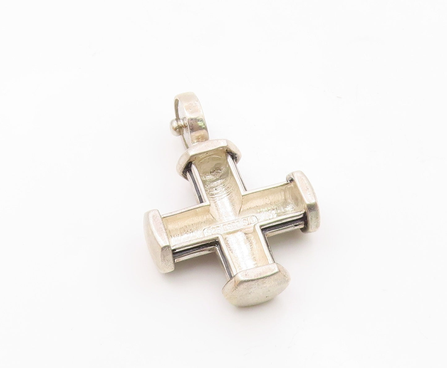 ESPO SIG 925 Sterling Silver  Vintage Ribbed Religious Cross Pendant  PT20115