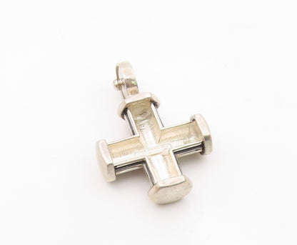 ESPO SIG 925 Sterling Silver  Vintage Ribbed Religious Cross Pendant  PT20115