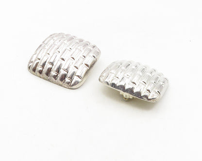 925 Sterling Silver  Vintage Shiny Brick Layer Non Pierce Earrings  EG5151