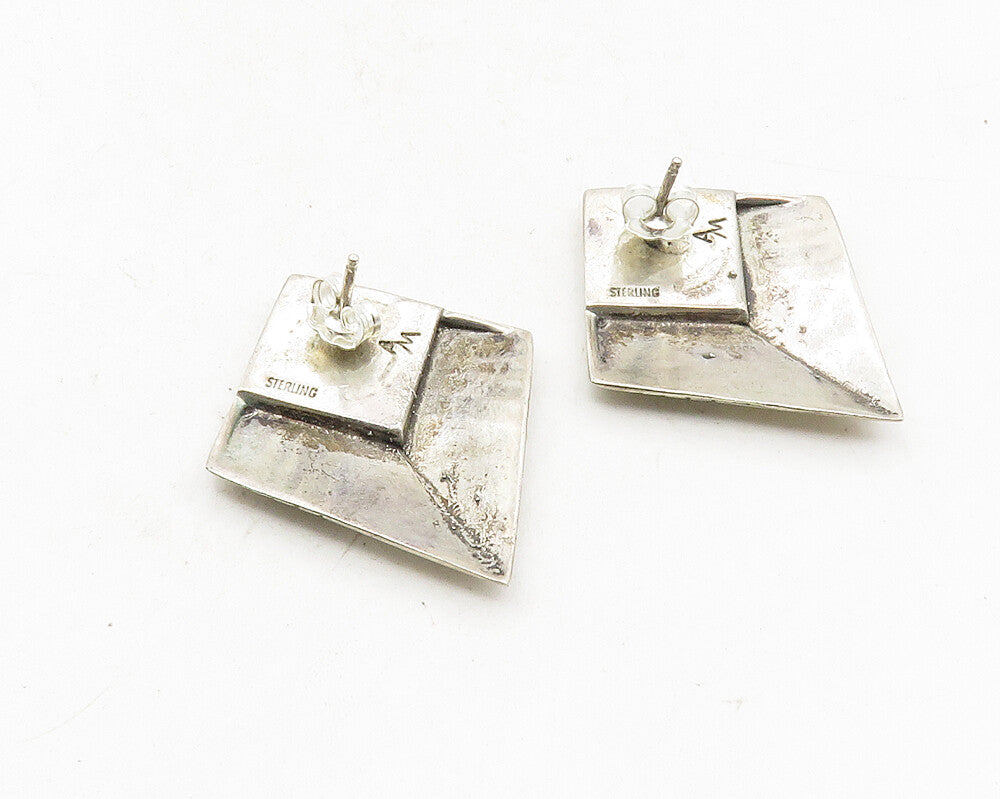 ANGELINE MILLER NAVAJO 925 Silver  Vintage Mother Of Pearl Earrings  EG5077