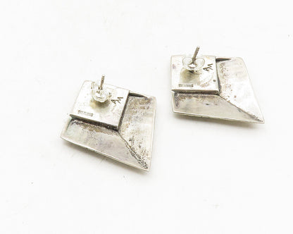 ANGELINE MILLER NAVAJO 925 Silver  Vintage Mother Of Pearl Earrings  EG5077