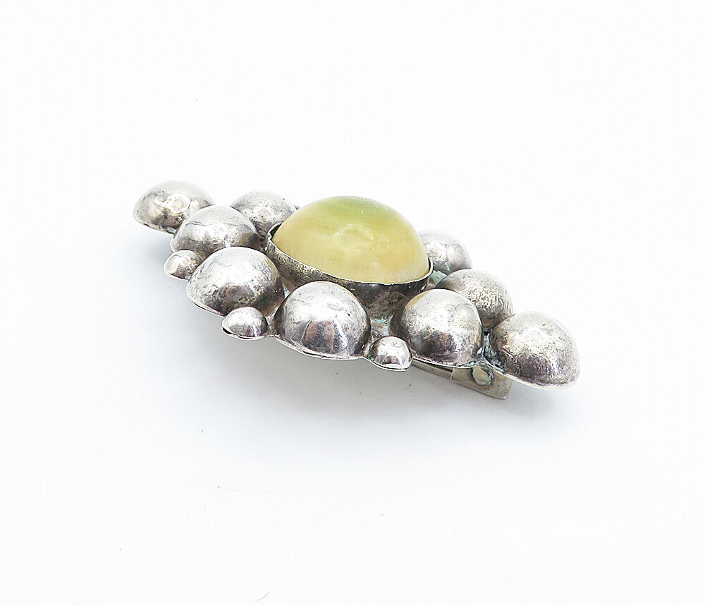 MEXICO 925 Sterling Silver  Vintage Antique Cabochon Agate Brooch Pin  BP1343