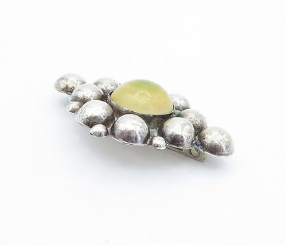 MEXICO 925 Sterling Silver  Vintage Antique Cabochon Agate Brooch Pin  BP1343