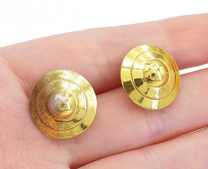 925 Sterling Silver  Vintage Gold Plated Non Pierce Dome Stud Earrings  EG2499