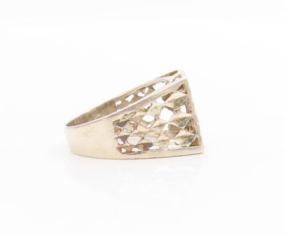 925 Sterling Silver Vintage Ring Carved Letter J Monogram Band  Sz 9  RG34054