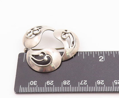 925 Sterling Silver Vintage Brooch DENMARK Swirly Floral Design Cutout  BP11711