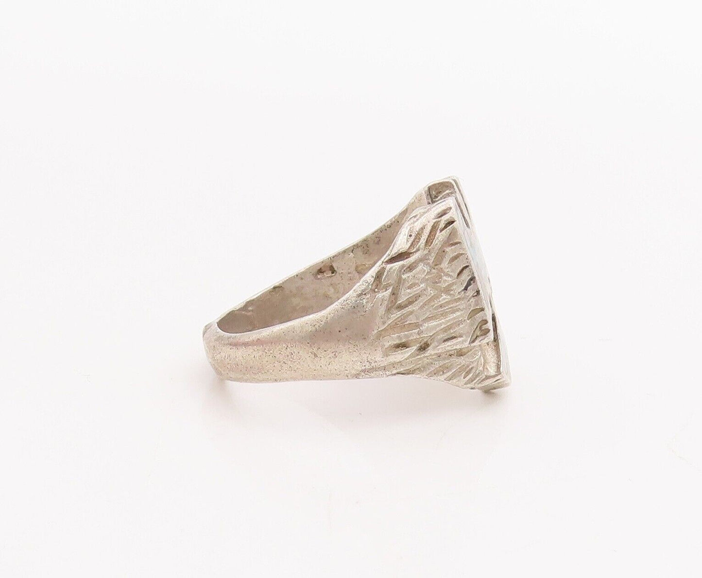925 Sterling Silver Vintage Ring SOUTHWESTERN Bird Crush Turquoise Sz 8 RG28937