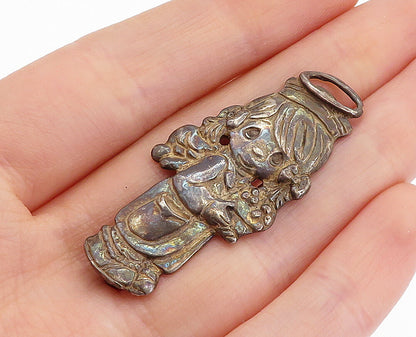 MEXICO 925 Sterling Silver  Vintage Antique Little Girl Brooch Pin  BP1551