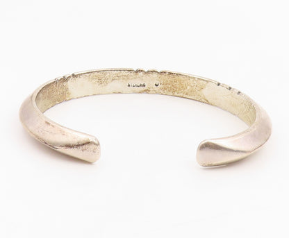 925 Sterling Silver Vintage Bracelet NAVAJO ZUNI Minimalist Grooved Cuff BT11863