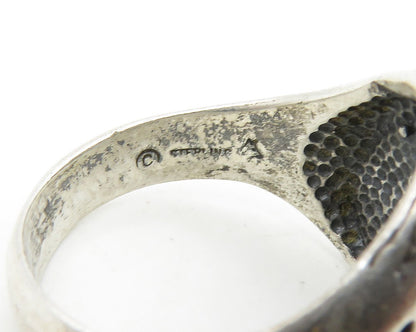 SOUTHWESTERN 925 Silver Vintage Black Onyx Eagle Band Ring Sz 8.5 RG17576