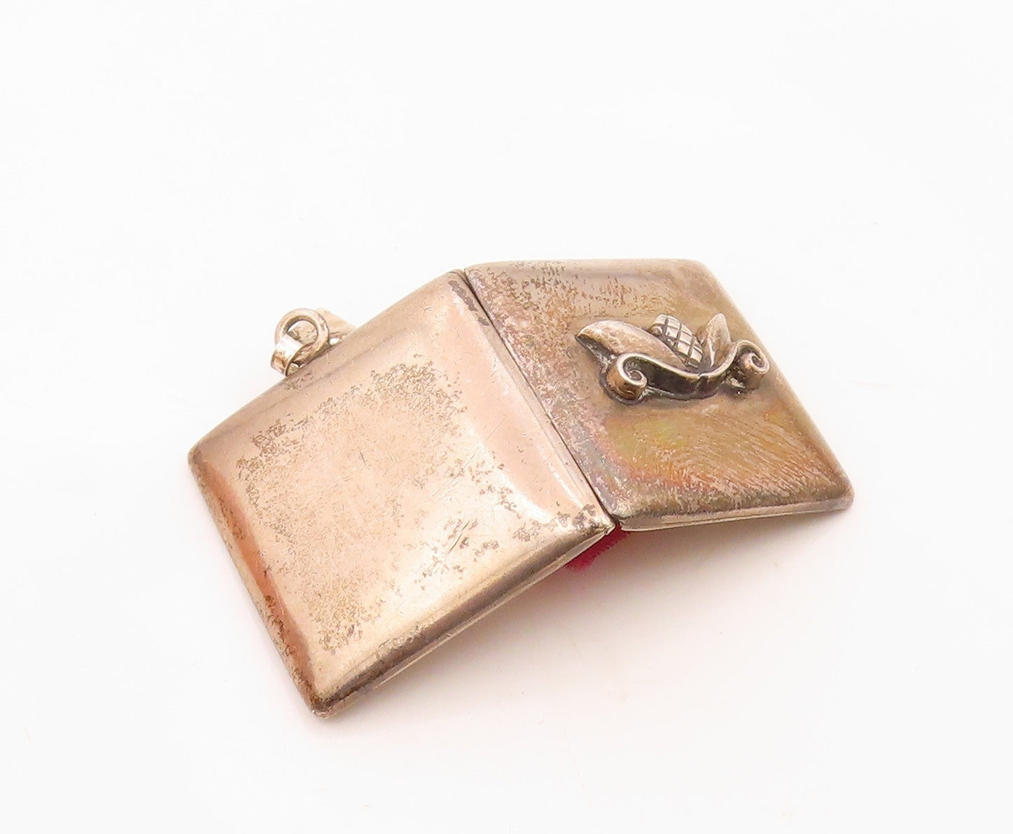 RB CO. 925 Sterling Silver  Vintage Floral Swirl Detail Square Pendant PT15954
