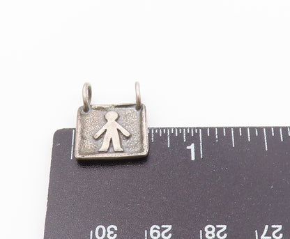 SILPADA 925 Silver  Vintage Carved Person Figure Square Frame Pendant  PT20501