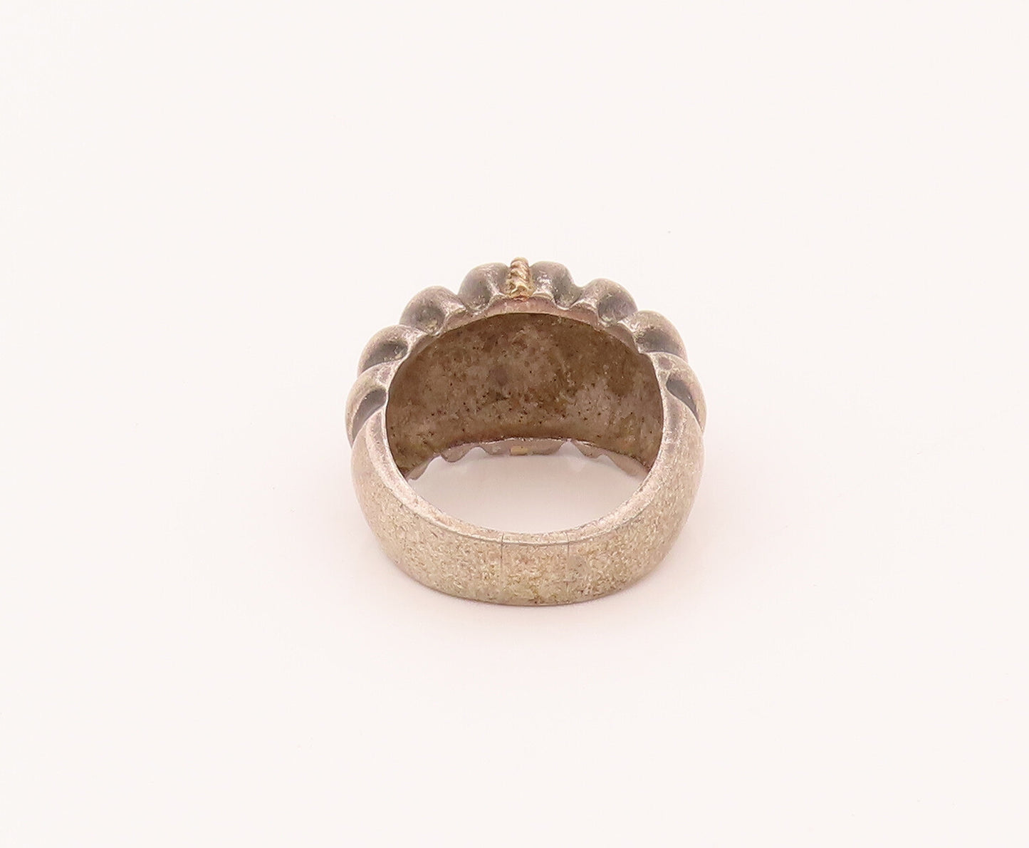 14K GOLD & 925 Sterling Silver Vintage Big Solid Dome Ring Sz 6.5 RG26585