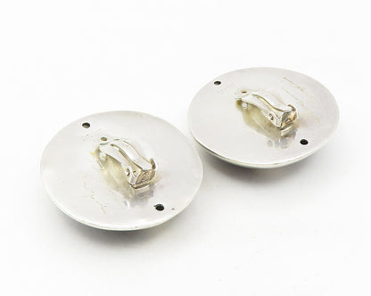 DESIGNER 925 Sterling Silver   Vintage Black Onyx Non Pierce Earrings  EG5764
