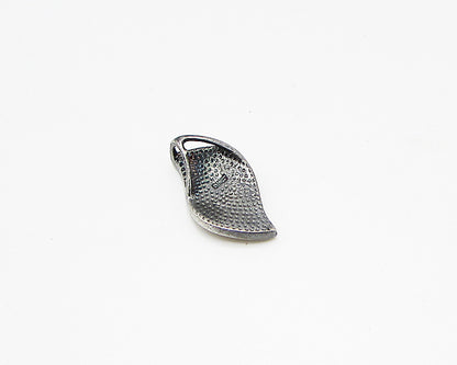 925 Sterling Silver  Vintage Etching Detail Floral Leaf Slider Pendant  PT2010