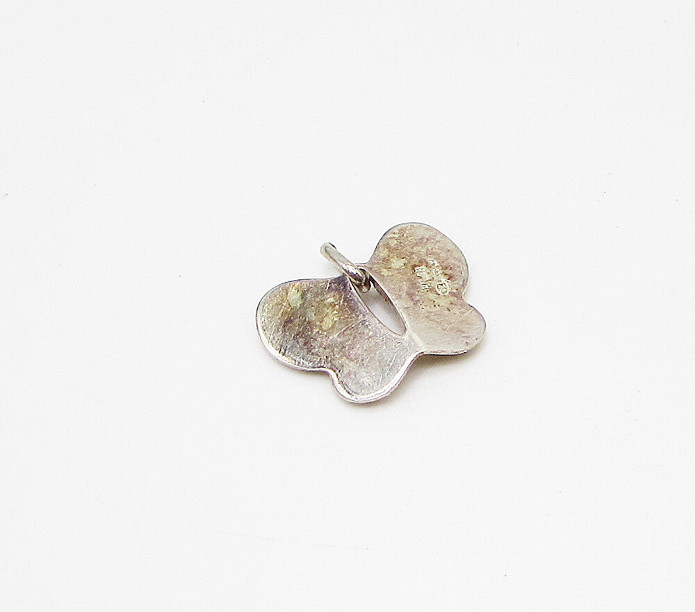 925 Sterling Silver  Vintage Rustic Butterfly Drop Pendant  PT2353