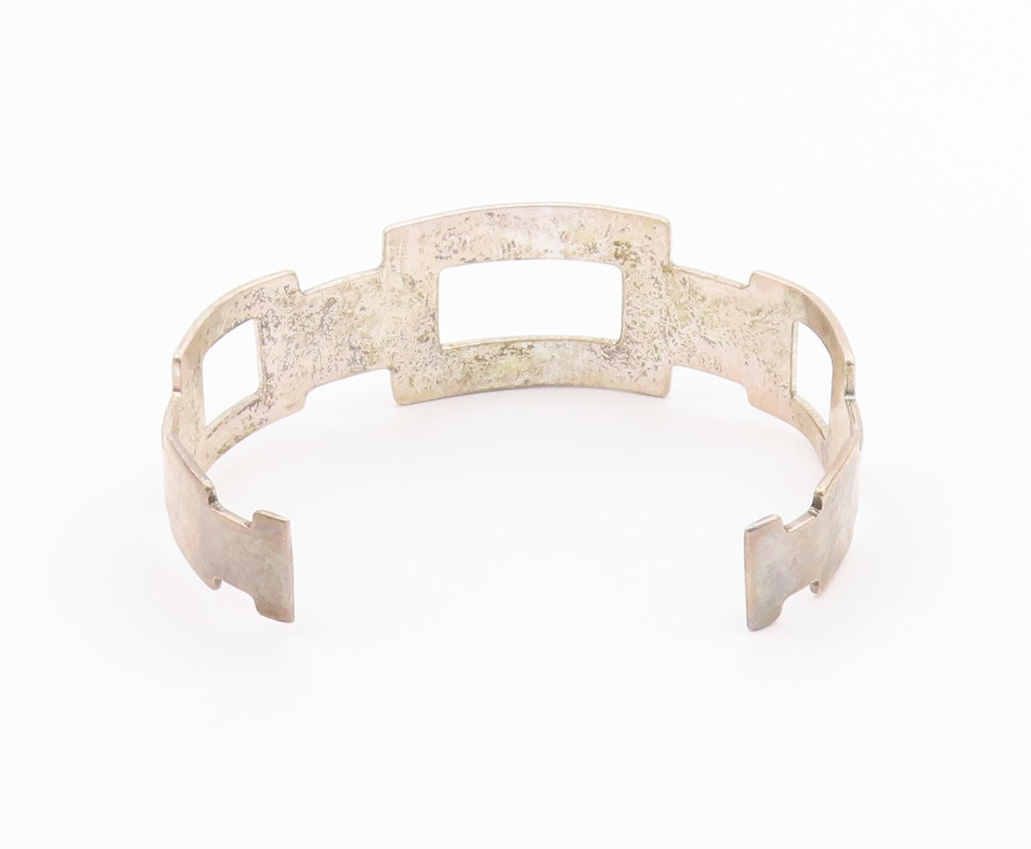 925 Sterling Silver  Vintage Graduated Open Rectangle Cuff Bracelet  BT9380