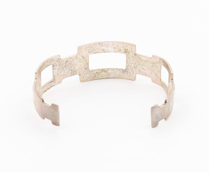 925 Sterling Silver  Vintage Graduated Open Rectangle Cuff Bracelet  BT9380