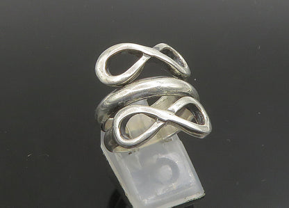 925 Sterling Silver   Vintage Shiny Infinity Bypass Band Ring Sz 8.5  RG23404