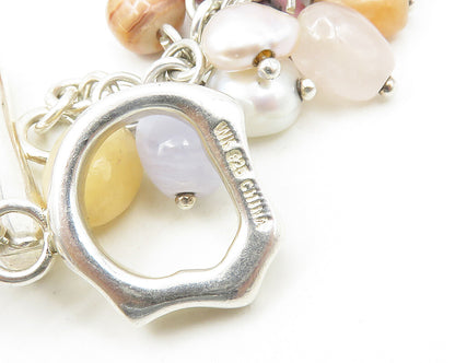 WHITNEY KELLY 925 Silver Vintage Pearls & Multi Stone Beaded Bracelet BT7805