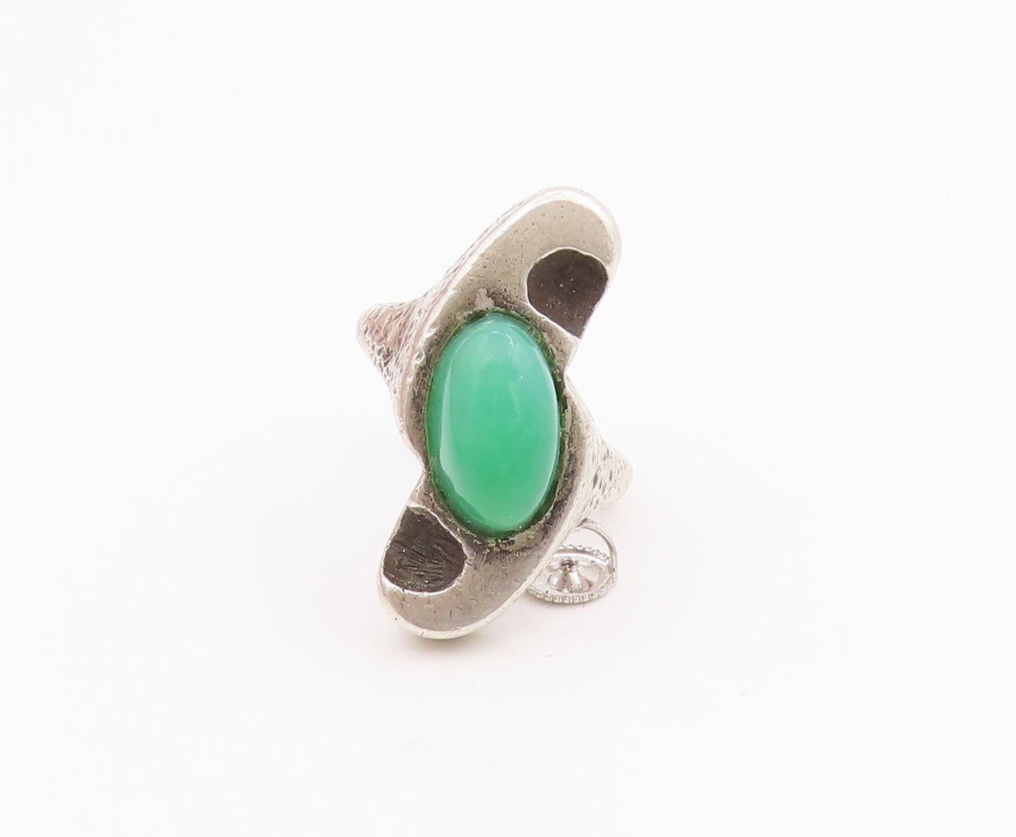 925 Sterling Silver Vintage Ring Oval Cabochon Gemstone Band  Sz 5.5  RG34455