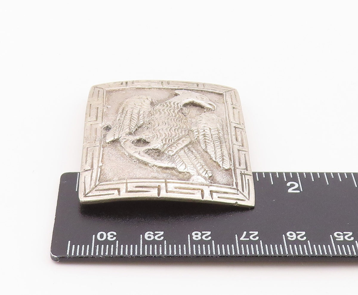 925 Sterling Silver Vintage Brooch Aztec Phoenix Bird Geometric Pin  BP12557