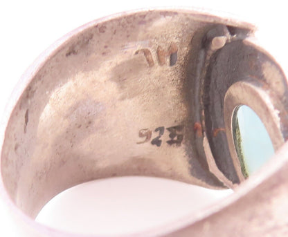 925 Sterling Silver Vintage Ring Designer Carved Round Gemstone  Sz 8  RG28293