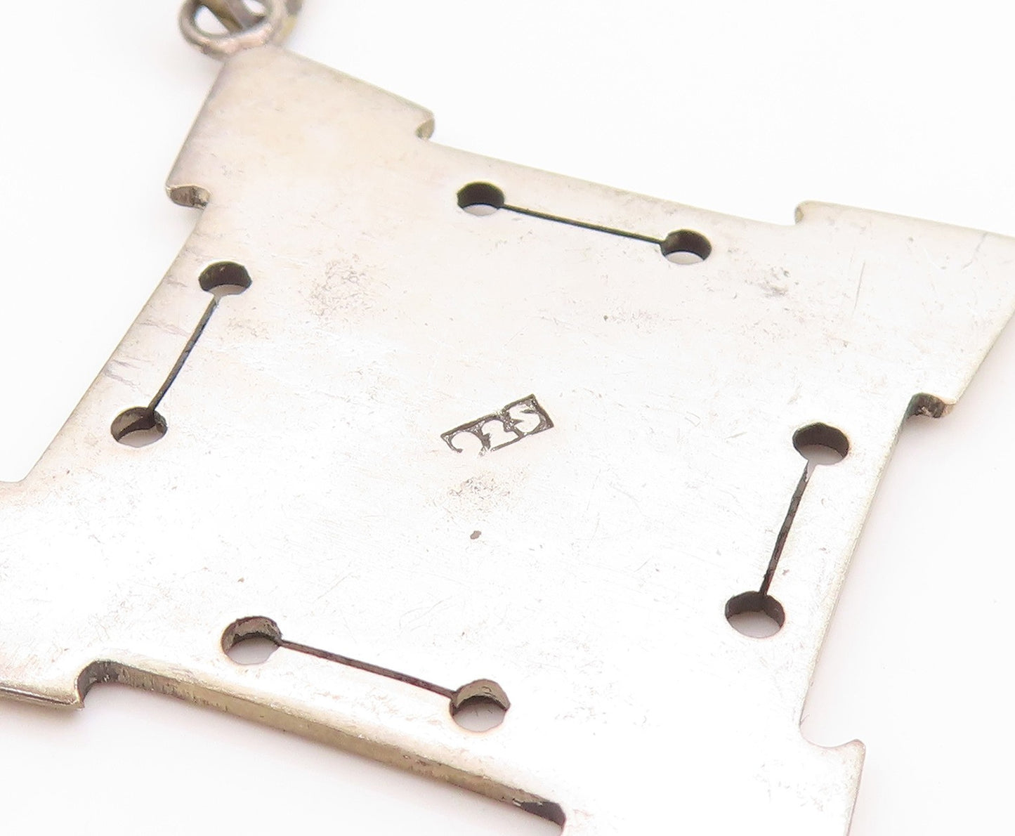 925 Sterling Silver Vintage Pendant Geometric Directional Tribal Compass PT24827