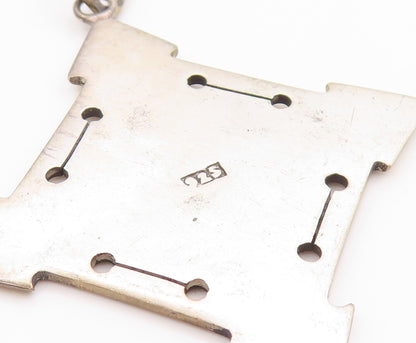925 Sterling Silver Vintage Pendant Geometric Directional Tribal Compass PT24827