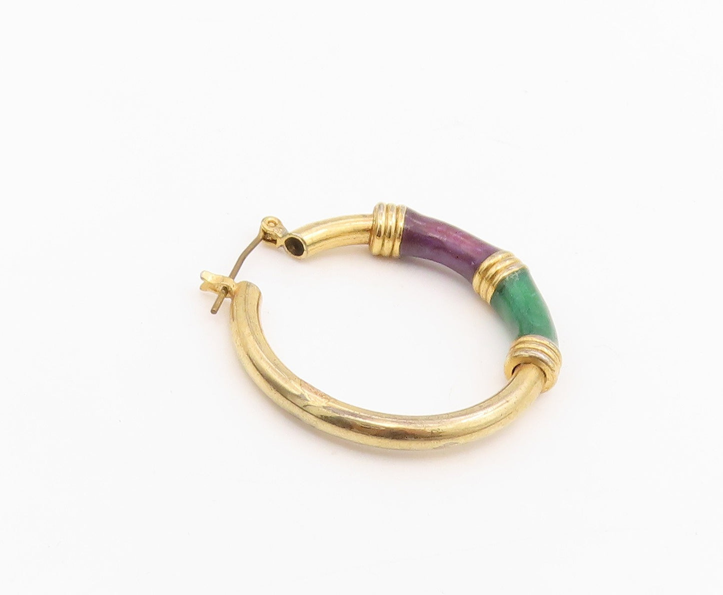 925 Sterling Silver Vintage Earrings Gold Plated Chunky Enamel Hoops  EG13923