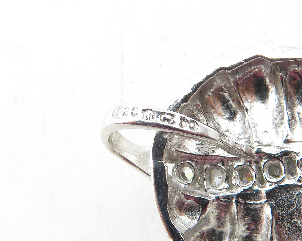 925 Sterling Silver  Sparkling Cubic Zirconia Floral Leaf Pendant  PT8085