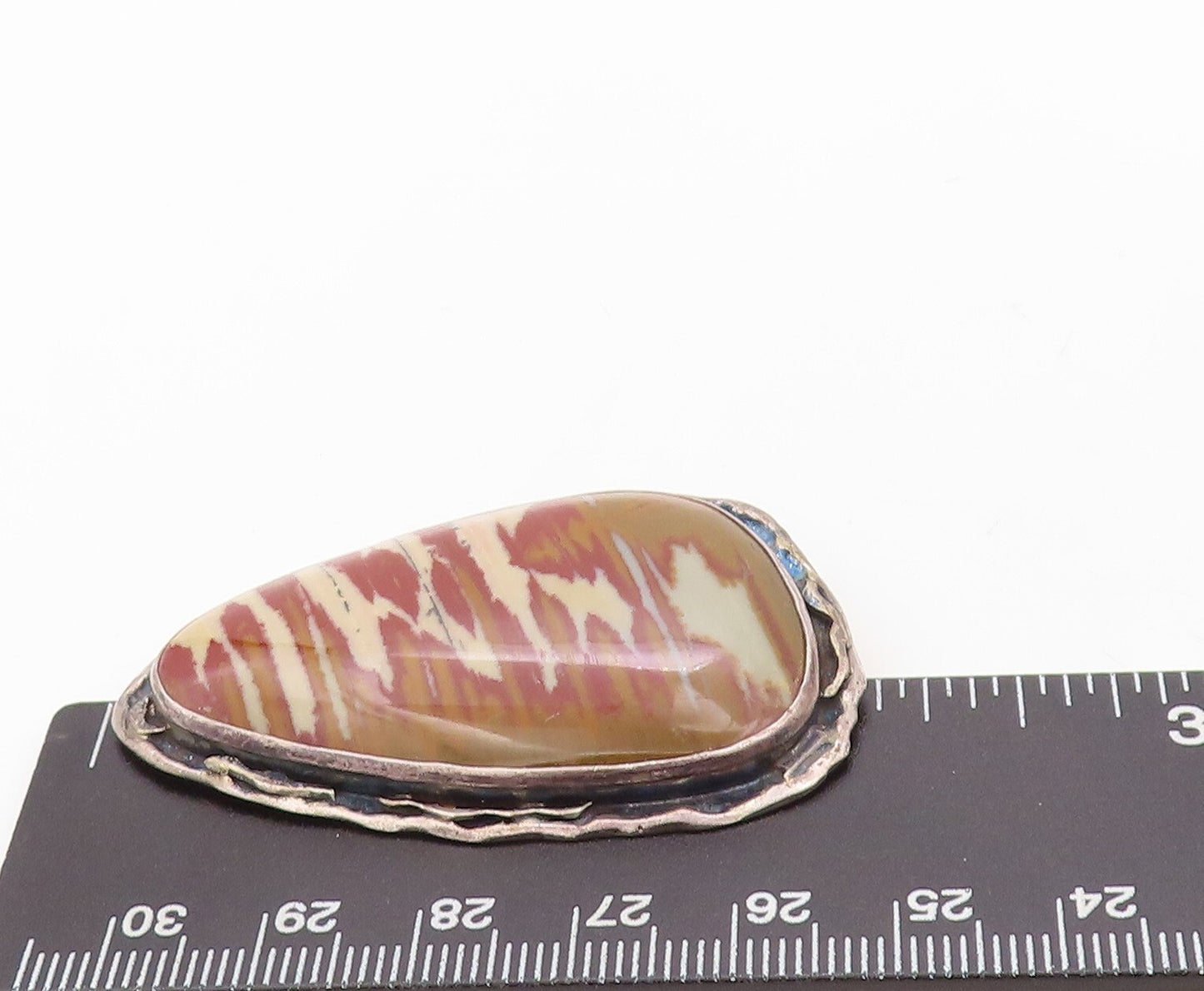 925 Sterling Silver Vintage Brooch Pin Brutalist Large Gemstone  BP11276