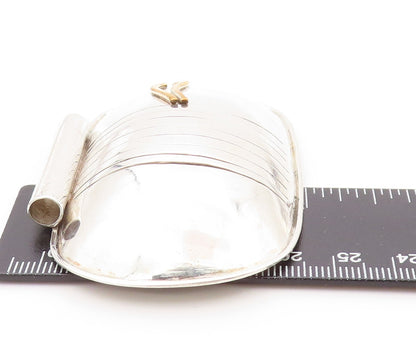 925 Sterling Silver Vintage Pendant MOSKOWITZ Rectangle Domed Grooved  PT23938