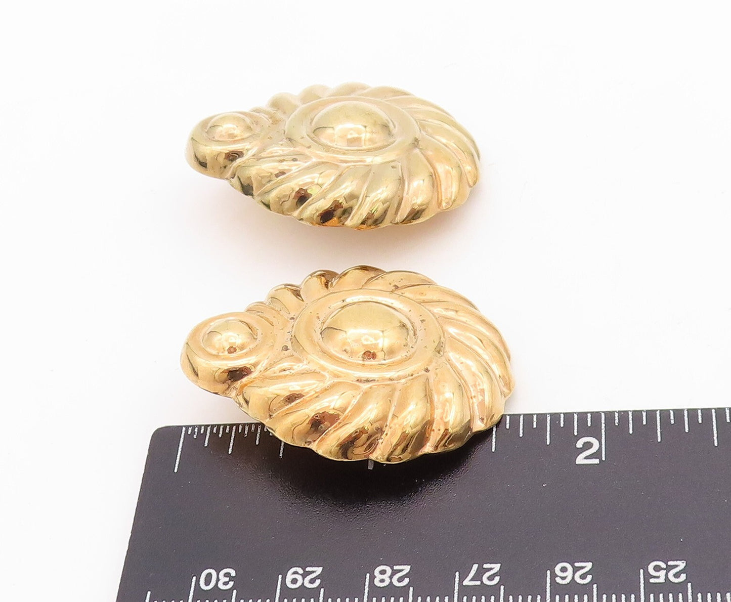 925 Sterling Silver Vintage Earrings Gold Plated Puffed Sun Carved  EG13224