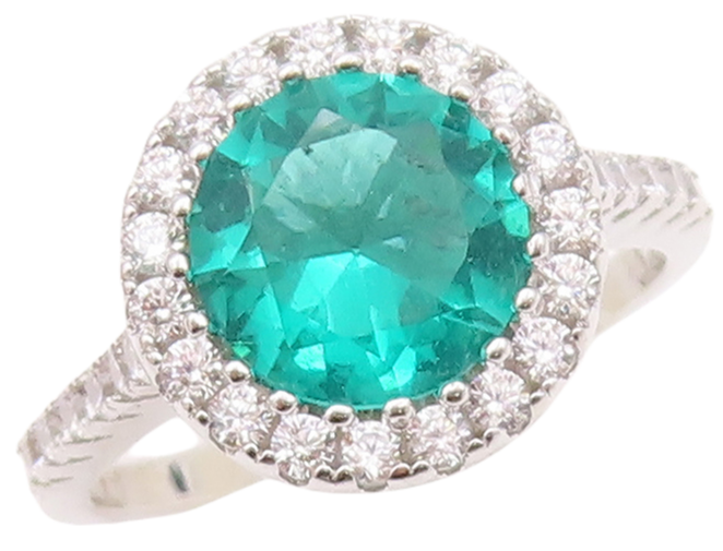 925 Sterling Silver Vintage Ring 2 Tone Round CZ Wedding Ring  Sz 6  RG30152