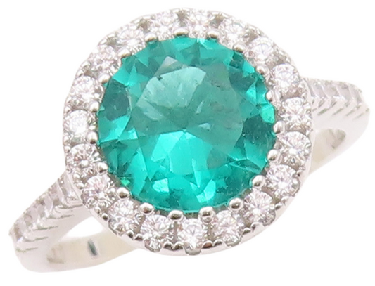925 Sterling Silver Vintage Ring 2 Tone Round CZ Wedding Ring  Sz 6  RG30152