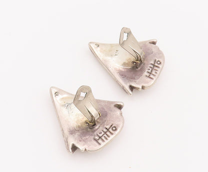 925 Sterling Silver Vintage Earrings Designer Puffed Ice Cream Effect  EG12921