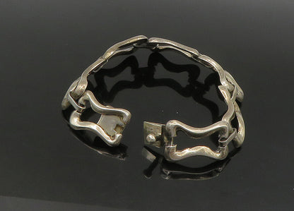 MEXICO 925 Sterling Silver  Vintage Shiny Hinge Link Chain Bracelet  BT8949