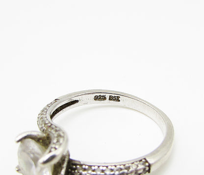 925 Sterling Silver  White Cubic Zirconia Bypass Engagement Ring Sz 6.5  RG2939