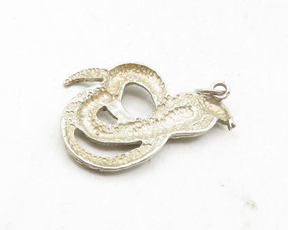 925 Sterling Silver  Vintage Cobra Snake Motif Etched Detail Pendant PT7673
