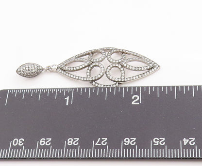 925 Sterling Silver Vintage Pendant Glamorous CZ Chandelier Cut Out  PT24966
