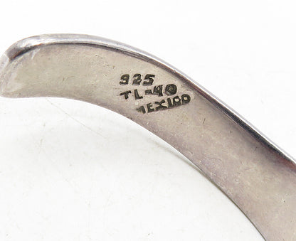 MEXICO 925 Sterling Silver  Vintage Cubic Zirconia Cutout Cuff Bracelet BT4128