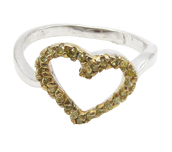 925 Sterling Silver  Vintage Citrine Open Love Heart Band Ring Sz 7  RG19871