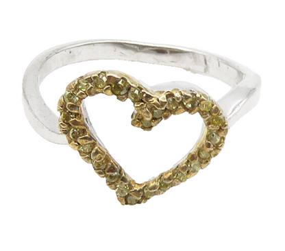 925 Sterling Silver  Vintage Citrine Open Love Heart Band Ring Sz 7  RG19871