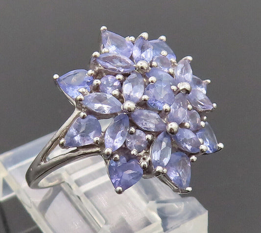 10K GOLD  Vintage Multi Shaped Tanzanite Dainty White Gold Ring Sz 7  GR688