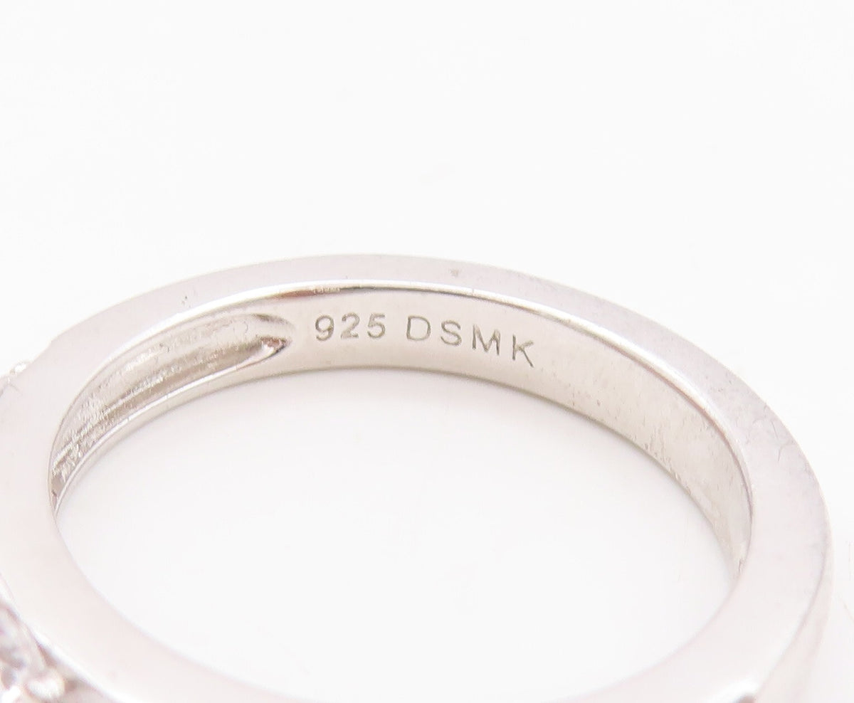 925 Sterling Silver Vintage Ring Minimalist Two Tone CZ Stackable  Sz 7  RG29470