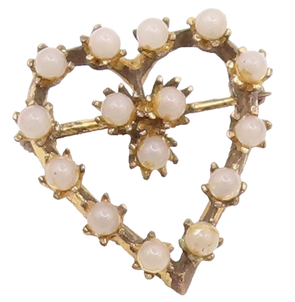 925 Sterling Silver  Vintage Antique Quartz Love Heart Brooch Pin  BP8735