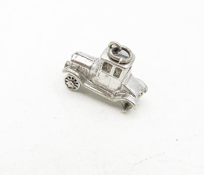 925 Sterling Silver  Vintage Dark Tone Old Fashioned Car Motif Pendant  PT6570