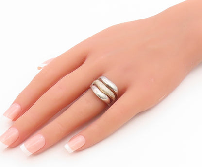 925 Sterling Silver Vintage Ring Modernist Abstract Wave Band  Sz 8  RG36201